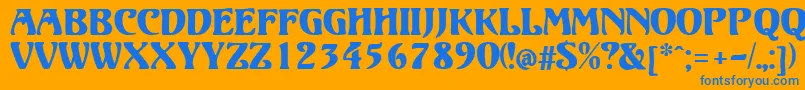 フォントVolute – オレンジの背景に青い文字