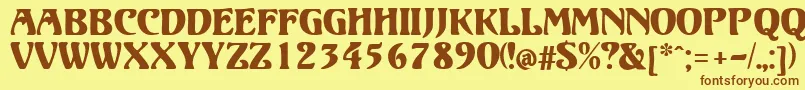 フォントVolute – 茶色の文字が黄色の背景にあります。