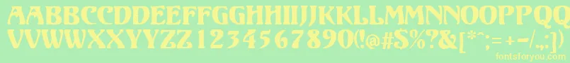 フォントVolute – 黄色の文字が緑の背景にあります