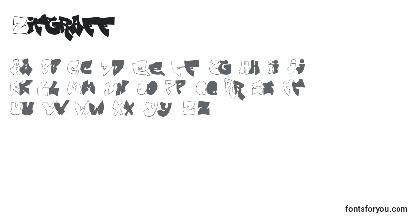 Schriftart Zitgraff – Alphabet, Zahlen, spezielle Symbole