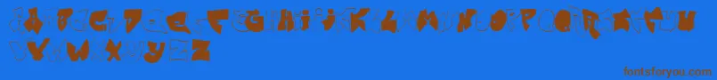 フォントZitgraff – 茶色の文字が青い背景にあります。