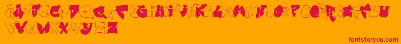 Zitgraff-Schriftart – Rote Schriften auf orangefarbenem Hintergrund