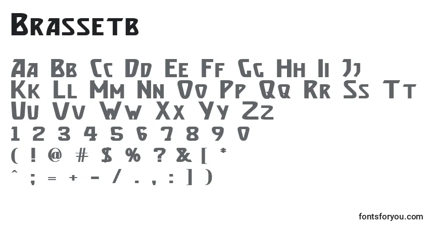 Czcionka Brassetb – alfabet, cyfry, specjalne znaki