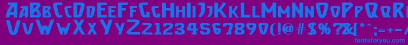 フォントBrassetb – 紫色の背景に青い文字