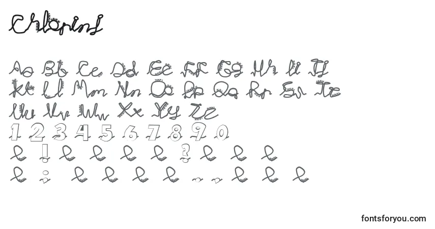Schriftart Chlorinj – Alphabet, Zahlen, spezielle Symbole
