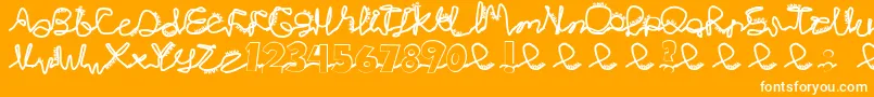 Chlorinj-Schriftart – Weiße Schriften auf orangefarbenem Hintergrund