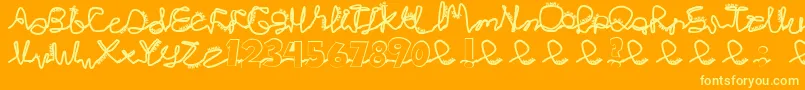 Chlorinj-Schriftart – Gelbe Schriften auf orangefarbenem Hintergrund