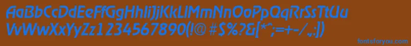 RagtimeMediumita Font – Blue Fonts on Brown Background
