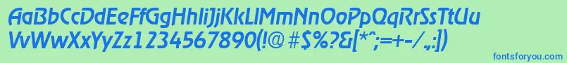 RagtimeMediumita-fontti – siniset fontit vihreällä taustalla