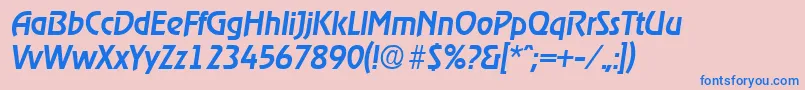 RagtimeMediumita-fontti – siniset fontit vaaleanpunaisella taustalla