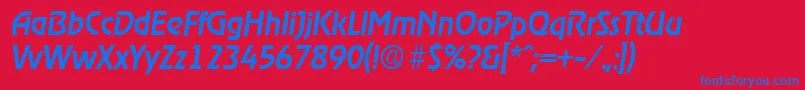 RagtimeMediumita-fontti – siniset fontit punaisella taustalla