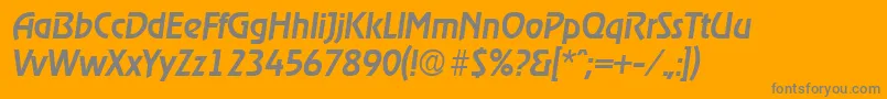 RagtimeMediumita-fontti – harmaat kirjasimet oranssilla taustalla