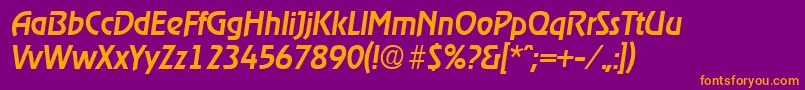 フォントRagtimeMediumita – 紫色の背景にオレンジのフォント