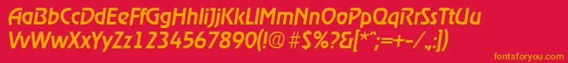 フォントRagtimeMediumita – 赤い背景にオレンジの文字