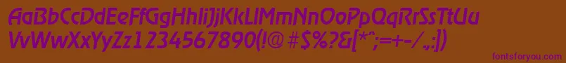 RagtimeMediumita-fontti – violetit fontit ruskealla taustalla