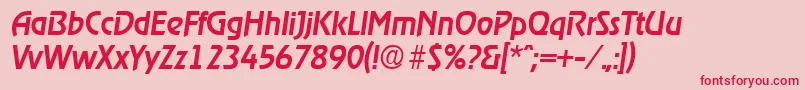 フォントRagtimeMediumita – ピンクの背景に赤い文字