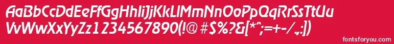 フォントRagtimeMediumita – 赤い背景に白い文字
