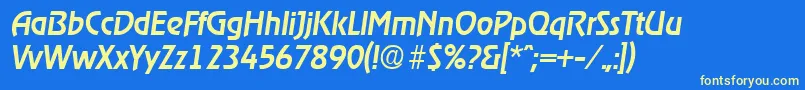 フォントRagtimeMediumita – 黄色の文字、青い背景