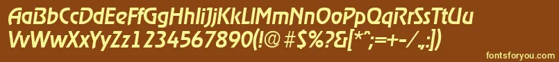 RagtimeMediumita-fontti – keltaiset fontit ruskealla taustalla