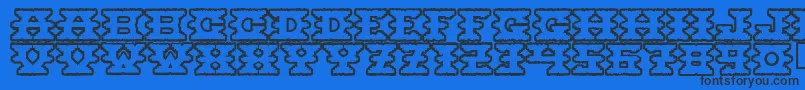 Montezumaancient-Schriftart – Schwarze Schriften auf blauem Hintergrund