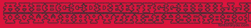 Montezumaancient-Schriftart – Schwarze Schriften auf rotem Hintergrund