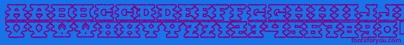 Montezumaancient-Schriftart – Violette Schriften auf blauem Hintergrund