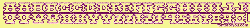 Montezumaancient-fontti – violetit fontit keltaisella taustalla