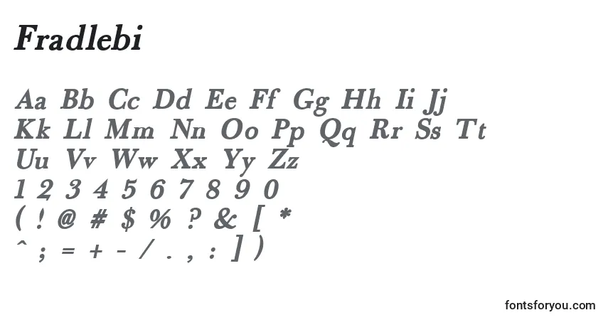 Schriftart Fradlebi – Alphabet, Zahlen, spezielle Symbole
