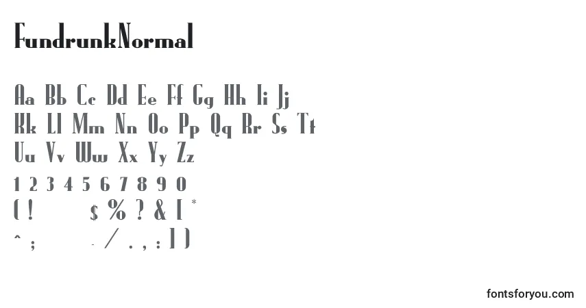 A fonte FundrunkNormal – alfabeto, números, caracteres especiais