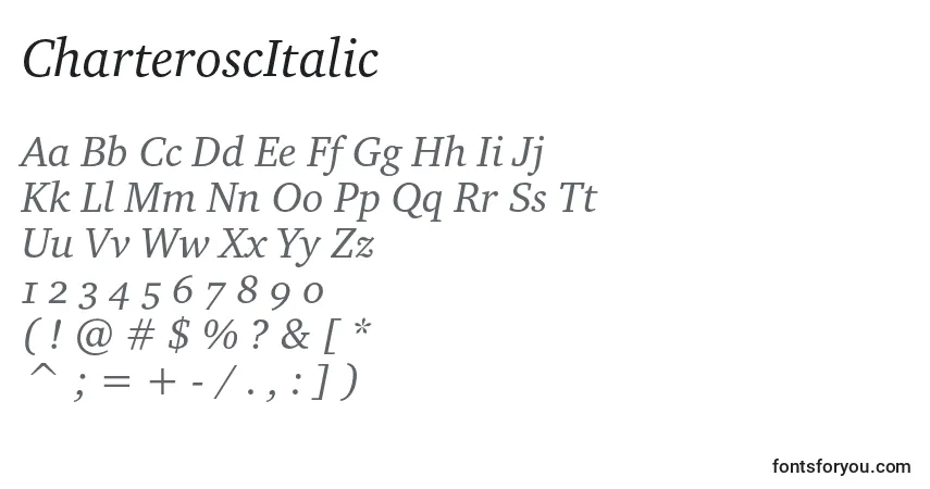 A fonte CharteroscItalic – alfabeto, números, caracteres especiais