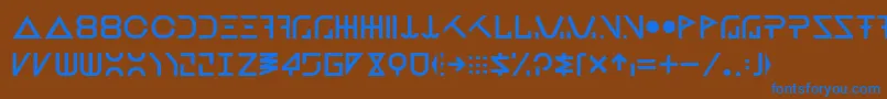 フォントNewJob – 茶色の背景に青い文字