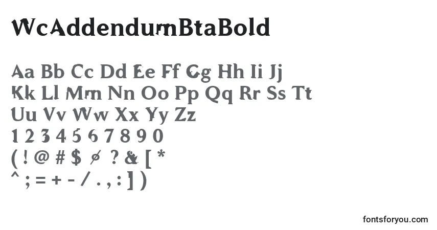 Schriftart WcAddendumBtaBold – Alphabet, Zahlen, spezielle Symbole