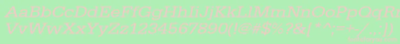 Шрифт UrwegyptiennetextwidOblique – розовые шрифты на зелёном фоне