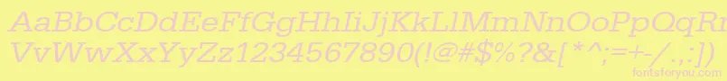 UrwegyptiennetextwidOblique-fontti – vaaleanpunaiset fontit keltaisella taustalla