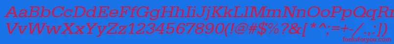 フォントUrwegyptiennetextwidOblique – 赤い文字の青い背景
