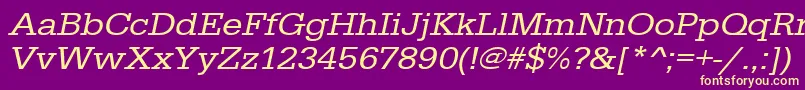 Шрифт UrwegyptiennetextwidOblique – жёлтые шрифты на фиолетовом фоне