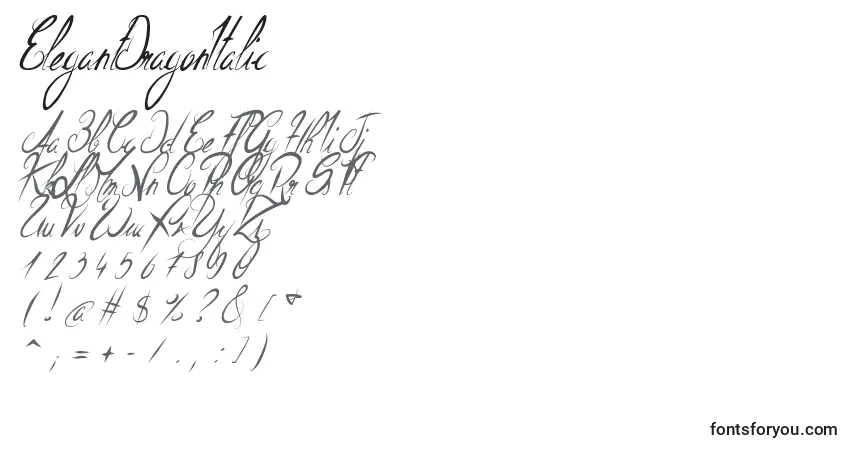 Schriftart ElegantDragonItalic – Alphabet, Zahlen, spezielle Symbole