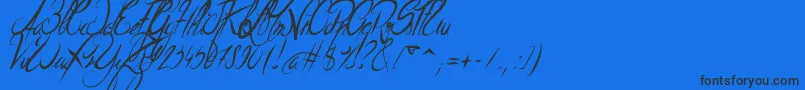 Fonte ElegantDragonItalic – fontes pretas em um fundo azul