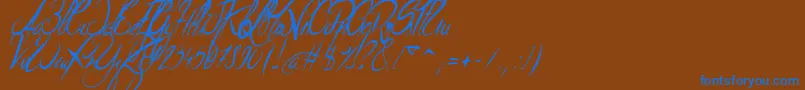 ElegantDragonItalic-Schriftart – Blaue Schriften auf braunem Hintergrund