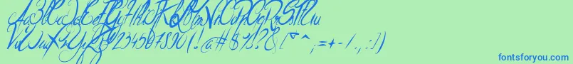 ElegantDragonItalic Font – Blue Fonts on Green Background