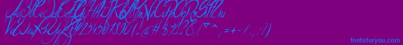 ElegantDragonItalic-Schriftart – Blaue Schriften auf violettem Hintergrund
