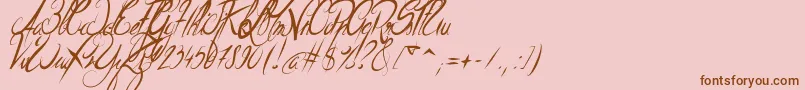Fonte ElegantDragonItalic – fontes marrons em um fundo rosa