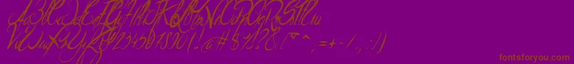 Czcionka ElegantDragonItalic – brązowe czcionki na fioletowym tle