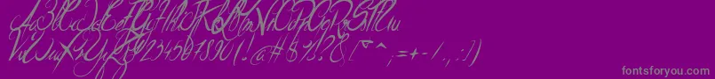 Fonte ElegantDragonItalic – fontes cinzas em um fundo violeta