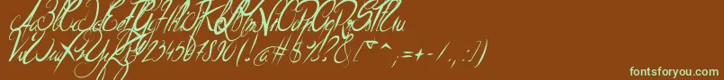 ElegantDragonItalic-fontti – vihreät fontit ruskealla taustalla
