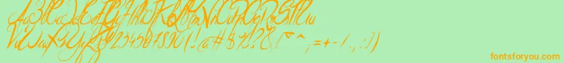 ElegantDragonItalic-Schriftart – Orangefarbene Schriften auf grünem Hintergrund