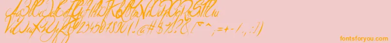 Fonte ElegantDragonItalic – fontes laranjas em um fundo rosa