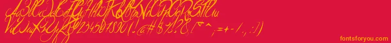 ElegantDragonItalic-Schriftart – Orangefarbene Schriften auf rotem Hintergrund