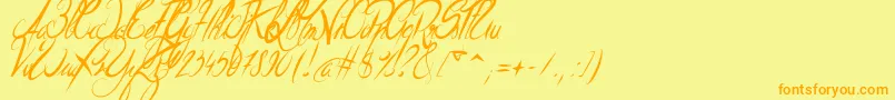 ElegantDragonItalic-Schriftart – Orangefarbene Schriften auf gelbem Hintergrund