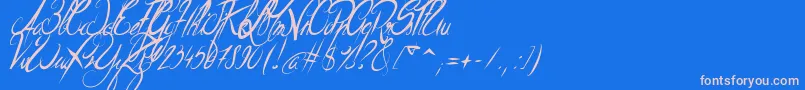 ElegantDragonItalic-fontti – vaaleanpunaiset fontit sinisellä taustalla